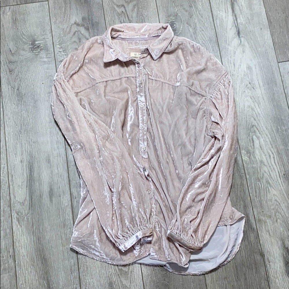 WE THE FREE La Luna Crushed Velvet Blouse, Large